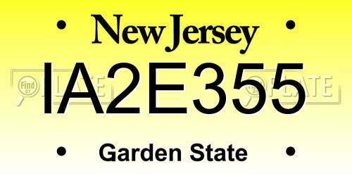 IA2E355 New Jersey License Plate