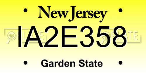 IA2E358 New Jersey License Plate