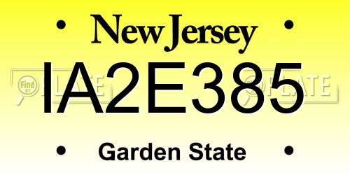 IA2E385 New Jersey License Plate