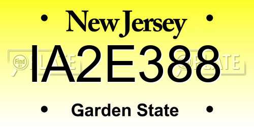 IA2E388 New Jersey License Plate