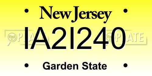 IA2I240 New Jersey License Plate