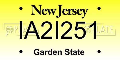 IA2I251 New Jersey License Plate