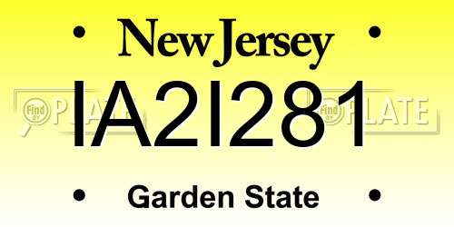 IA2I281 New Jersey License Plate