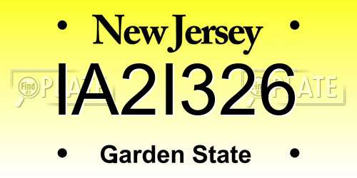 IA2I326 New Jersey License Plate