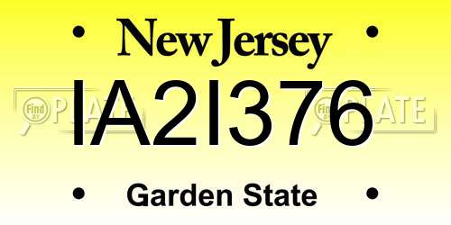 IA2I376 New Jersey License Plate