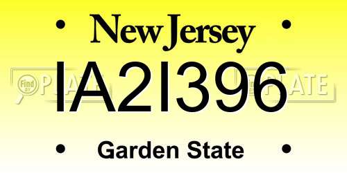 IA2I396 New Jersey License Plate