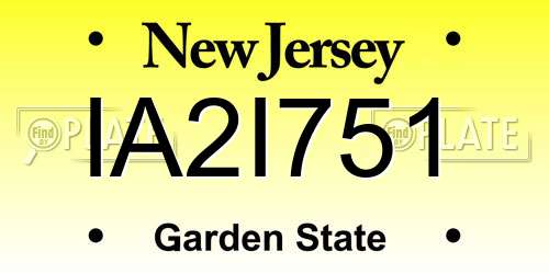 IA2I751 New Jersey License Plate