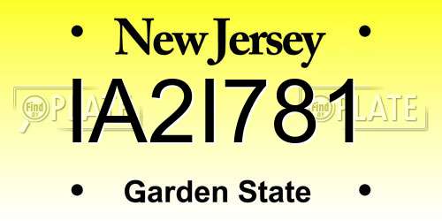 IA2I781 New Jersey License Plate