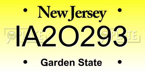 IA2O293 New Jersey License Plate