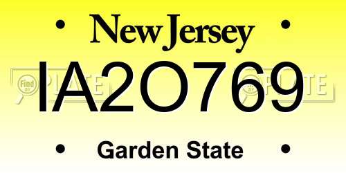 IA2O769 New Jersey License Plate