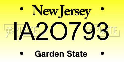 IA2O793 New Jersey License Plate