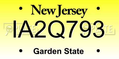 IA2Q793 New Jersey License Plate