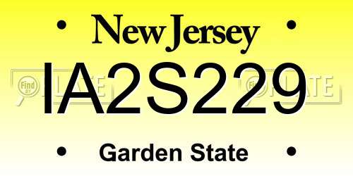 IA2S229 New Jersey License Plate