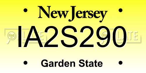 IA2S290 New Jersey License Plate