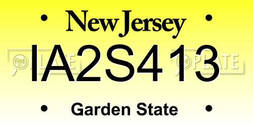 IA2S413 New Jersey License Plate