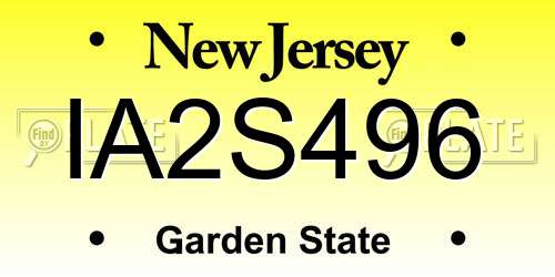 IA2S496 New Jersey License Plate