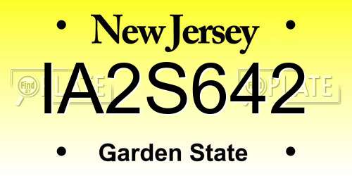 IA2S642 New Jersey License Plate