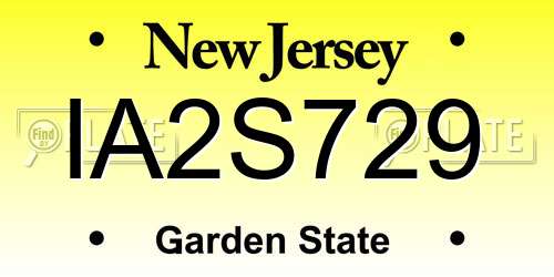 IA2S729 New Jersey License Plate