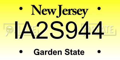 IA2S944 New Jersey License Plate