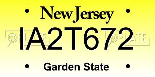 IA2T672 New Jersey License Plate