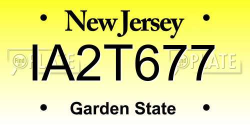 IA2T677 New Jersey License Plate