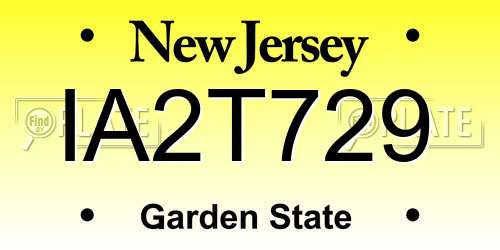IA2T729 New Jersey License Plate