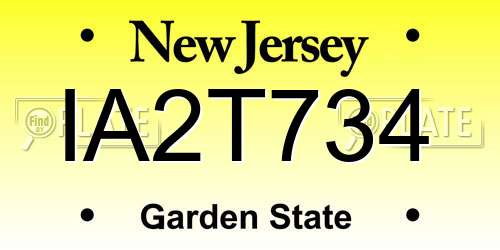 IA2T734 New Jersey License Plate