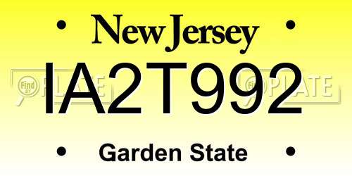 IA2T992 New Jersey License Plate
