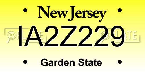 IA2Z229 New Jersey License Plate