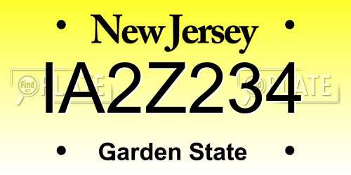 IA2Z234 New Jersey License Plate