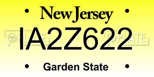 IA2Z622 New Jersey License Plate