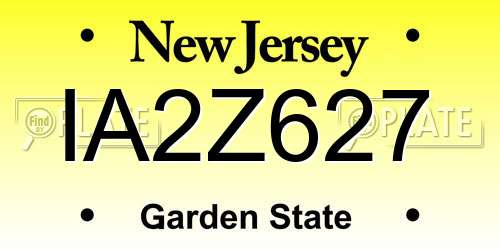 IA2Z627 New Jersey License Plate