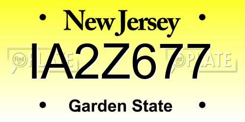 IA2Z677 New Jersey License Plate