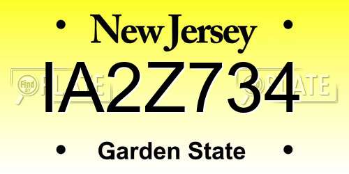IA2Z734 New Jersey License Plate