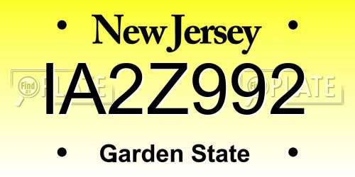 IA2Z992 New Jersey License Plate