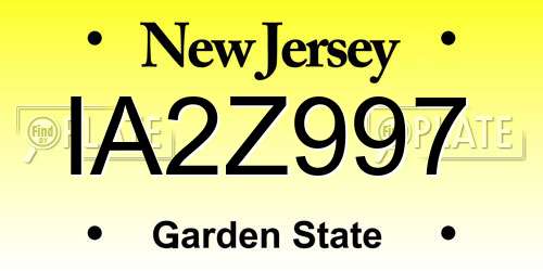 IA2Z997 New Jersey License Plate