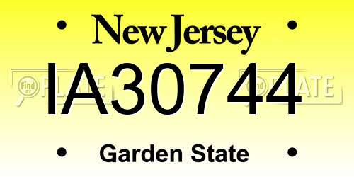 IA30744 New Jersey License Plate