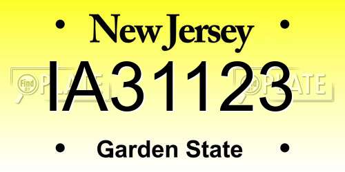 IA31123 New Jersey License Plate