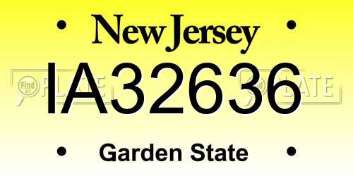 IA32636 New Jersey License Plate
