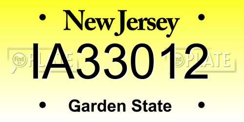 IA33012 New Jersey License Plate