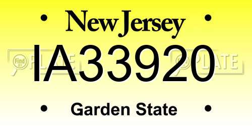 IA33920 New Jersey License Plate