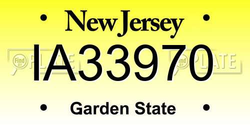IA33970 New Jersey License Plate