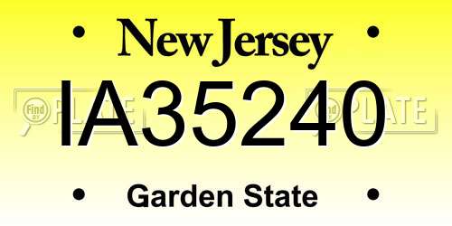 IA35240 New Jersey License Plate