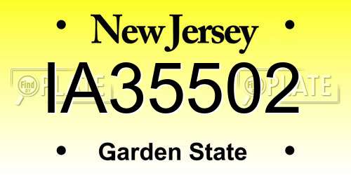 IA35502 New Jersey License Plate