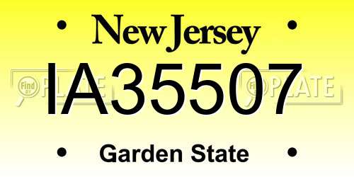 IA35507 New Jersey License Plate