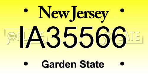 IA35566 New Jersey License Plate