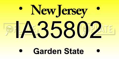 IA35802 New Jersey License Plate