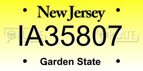 IA35807 New Jersey License Plate