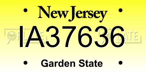 IA37636 New Jersey License Plate