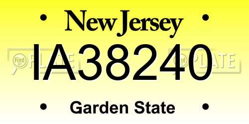 IA38240 New Jersey License Plate